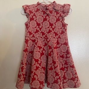 Janie and Jack Red dress with white flowers size 18 to 24 months good condition.